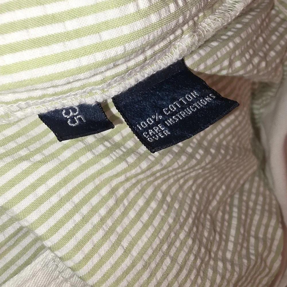 Polo Ralph Lauren Vtg Tyler Shorts Mens 35 Green Seersucker Stripe Pleated